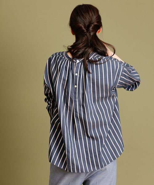 Munich（ミューニック）の「イタリア製シルクレーヨンストライププルオーバーシャツ（シャツ/ブラウス・レディース・ベージュ/ネイビー/ラベンダー/ピンク・FREE）」の20枚目の写真