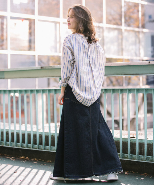 Munich（ミューニック）の「イタリア製シルクレーヨンストライププルオーバーシャツ（シャツ/ブラウス・レディース・ベージュ/ネイビー/ラベンダー/ピンク・FREE）」の22枚目の写真