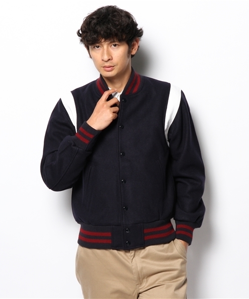 AMERICAN RAG CIE(アメリカンラグシー)の「GOLDEN BEAR 別注スタジャン 113-GLB-7613∴(スタジャン・メンズ・ネイビー/ブラック・SMALL/MEDIUM)」の4枚目の写真