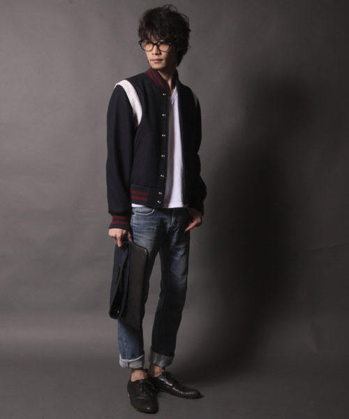 AMERICAN RAG CIE(アメリカンラグシー)の「GOLDEN BEAR 別注スタジャン 113-GLB-7613∴(スタジャン・メンズ・ネイビー/ブラック・SMALL/MEDIUM)」の5枚目の写真