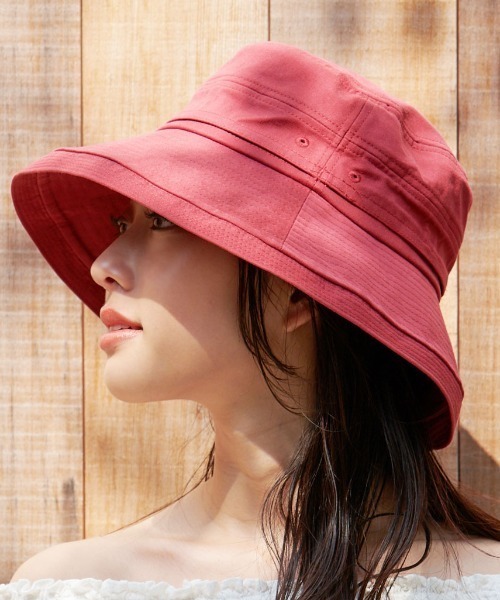 OVERRIDE(オーバーライド)の「【ミルサ】『UVカット』コットンハット(ハット・レディース・ダークグリーン/ホワイト/レッド/ブルー/ベージュ/ブラック/ネイビー/グレー・58cm/60cm/54cm/62cm/56cm)」の8枚目の写真