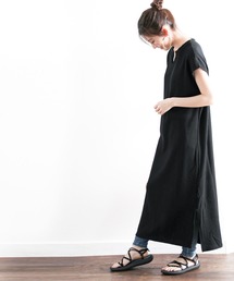 classicalelf | サーマルスキッパー キーネック マキシ丈無地半袖ワンピース(ワンピース)