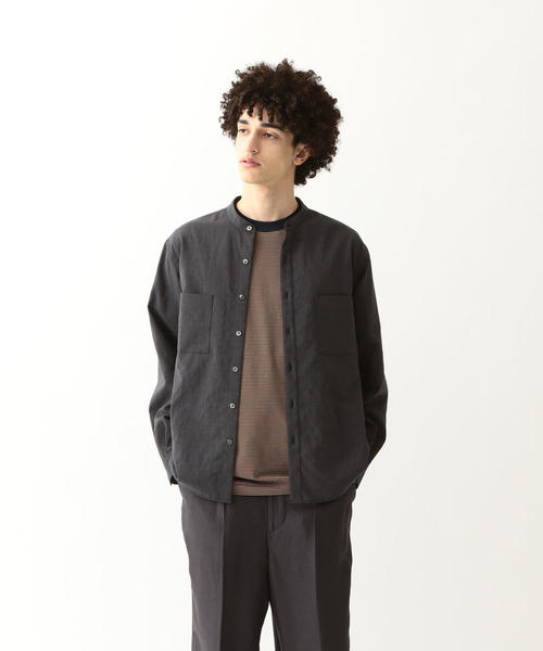 Steven Alan（スティーブンアラン）の「＜Steven Alan＞ DRY/TCH 2P BAND COLLAR SHIRT-BOLD/シャツ（シャツ/ブラウス・メンズ・ダークグレー/ベージュ・S/M/L/XL）」の2枚目の写真