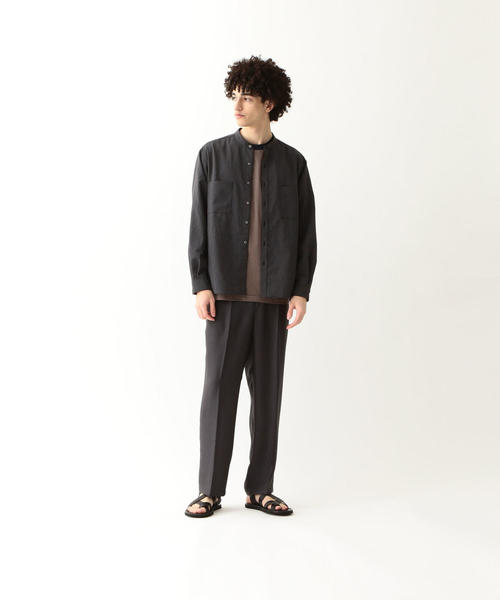 Steven Alan（スティーブンアラン）の「＜Steven Alan＞ DRY/TCH 2P BAND COLLAR SHIRT-BOLD/シャツ（シャツ/ブラウス・メンズ・ダークグレー/ベージュ・S/M/L/XL）」の4枚目の写真
