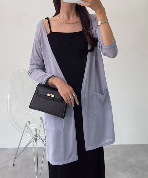 KOBE LETTUCE（コウベレタス）の「［ M L XL ］ 選べる3丈 シアーニットカーディガン（カーディガン/ボレロ・レディース・ブラック/ベージュ/ネイビー/アイボリー/ミント/ライトパープル/コーラルピンク/ブラウン/グレー/カーキ/レンガ/ピンク系その他/グリーン/オレンジ/オレンジ系その他/ベージュ系その他/ブラック系/スモークピンク/ライトカーキ/ネイビー系/ベージュ系/モカ/ブルー/オレンジ系/ターコイズブルー/ブルー系/ホワイト・1/2/4/3/6/5/7/8/9）」の19枚目の写真