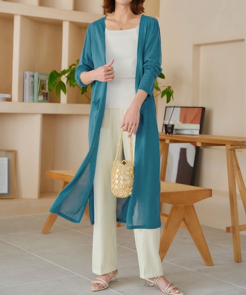 KOBE LETTUCE（コウベレタス）の「［ M L XL ］ 選べる3丈 シアーニットカーディガン（カーディガン/ボレロ・レディース・ブラック/ベージュ/ネイビー/アイボリー/ミント/ライトパープル/コーラルピンク/ブラウン/グレー/カーキ/レンガ/ピンク系その他/グリーン/オレンジ/オレンジ系その他/ベージュ系その他/ブラック系/スモークピンク/ライトカーキ/ネイビー系/ベージュ系/モカ/ブルー/オレンジ系/ターコイズブルー/ブルー系/ホワイト・1/2/4/3/6/5/7/8/9）」の16枚目の写真