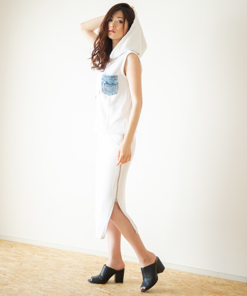 ROGER AND RAW(ロジャーアンドロウ)の「Roger&Raw / 畦切替SK(スカート・レディース・ホワイト/ブラック/グレー/ネイビー・M)」の10枚目の写真