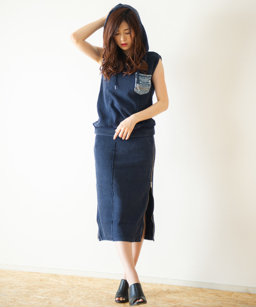 ROGER AND RAW(ロジャーアンドロウ)の「Roger&Raw / 畦切替SK(スカート・レディース・ホワイト/ブラック/グレー/ネイビー・M)」の8枚目の写真