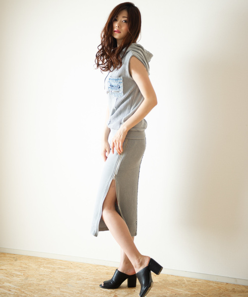 ROGER AND RAW(ロジャーアンドロウ)の「Roger&Raw / 畦切替SK(スカート・レディース・ホワイト/ブラック/グレー/ネイビー・M)」の7枚目の写真