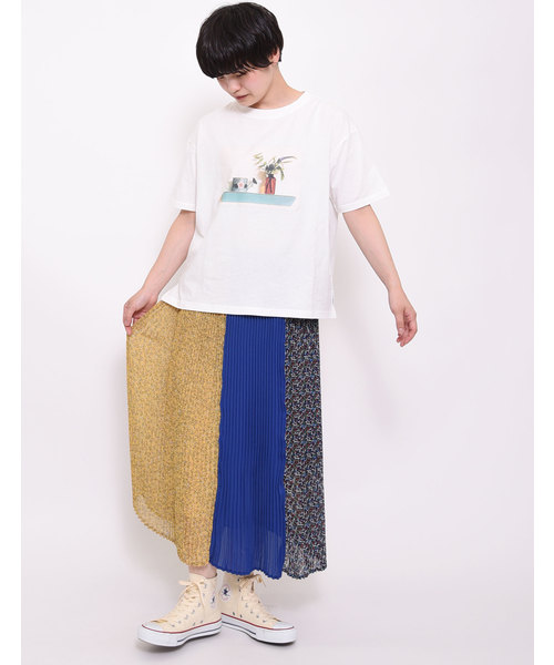 POU DOU DOU(プードゥドゥ)の「パッチワークアコーディオンプリーツスカート(スカート・レディース・ブラック/イエロー/ネイビー・3)」の7枚目の写真