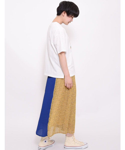 POU DOU DOU(プードゥドゥ)の「パッチワークアコーディオンプリーツスカート(スカート・レディース・ブラック/イエロー/ネイビー・3)」の8枚目の写真