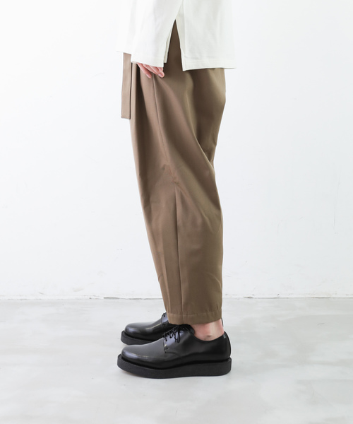 セール】60/2フランネラーナ高密度ギャバ ベルト付ワイドテーパードPT