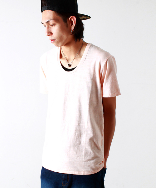 WEGO(ウィゴー)の「WEGO/スラブUネックTシャツ(Tシャツ/カットソー・メンズ・ホワイト/ネイビー/イエロー/ライトピンク・LARGE/MEDIUM)」の4枚目の写真