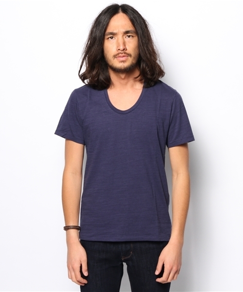 WEGO(ウィゴー)の「WEGO/スラブUネックTシャツ(Tシャツ/カットソー・メンズ・ホワイト/ネイビー/イエロー/ライトピンク・LARGE/MEDIUM)」の5枚目の写真