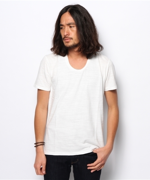 WEGO(ウィゴー)の「WEGO/スラブUネックTシャツ(Tシャツ/カットソー・メンズ・ホワイト/ネイビー/イエロー/ライトピンク・LARGE/MEDIUM)」の14枚目の写真