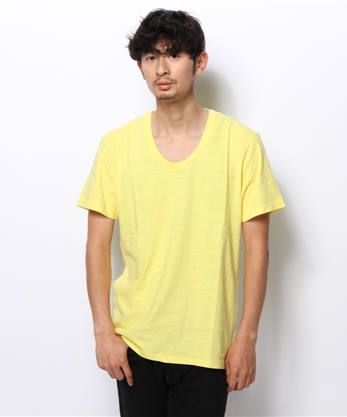 WEGO(ウィゴー)の「WEGO/スラブUネックTシャツ(Tシャツ/カットソー・メンズ・ホワイト/ネイビー/イエロー/ライトピンク・LARGE/MEDIUM)」の12枚目の写真