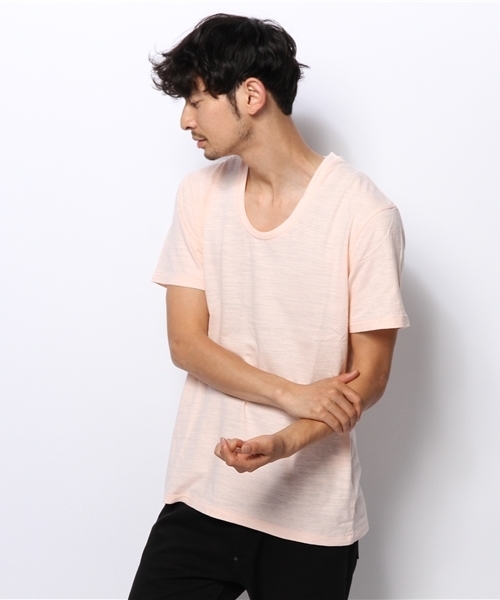 WEGO(ウィゴー)の「WEGO/スラブUネックTシャツ(Tシャツ/カットソー・メンズ・ホワイト/ネイビー/イエロー/ライトピンク・LARGE/MEDIUM)」の13枚目の写真