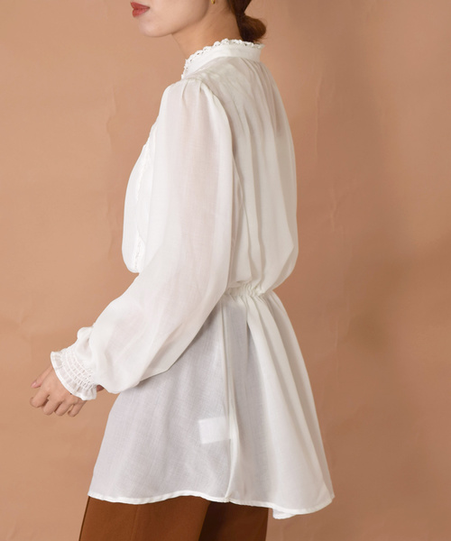 w closet（ダブルクローゼット）の「ポリボイルレースブラウス（シャツ/ブラウス・レディース・オフホワイト/ベージュ/テラコッタ・FREE）」の12枚目の写真