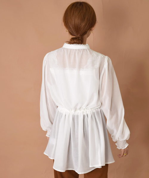 w closet（ダブルクローゼット）の「ポリボイルレースブラウス（シャツ/ブラウス・レディース・オフホワイト/ベージュ/テラコッタ・FREE）」の14枚目の写真