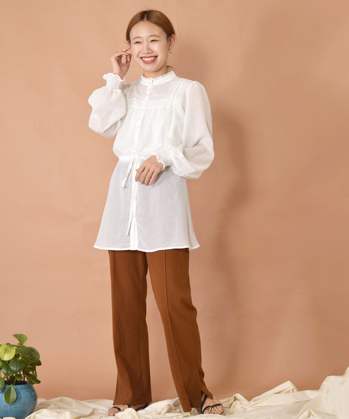 w closet（ダブルクローゼット）の「ポリボイルレースブラウス（シャツ/ブラウス・レディース・オフホワイト/ベージュ/テラコッタ・FREE）」の17枚目の写真