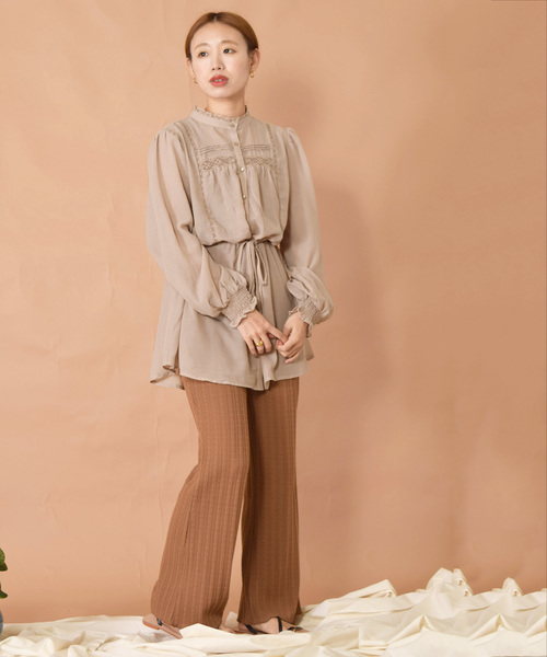 w closet（ダブルクローゼット）の「ポリボイルレースブラウス（シャツ/ブラウス・レディース・オフホワイト/ベージュ/テラコッタ・FREE）」の7枚目の写真