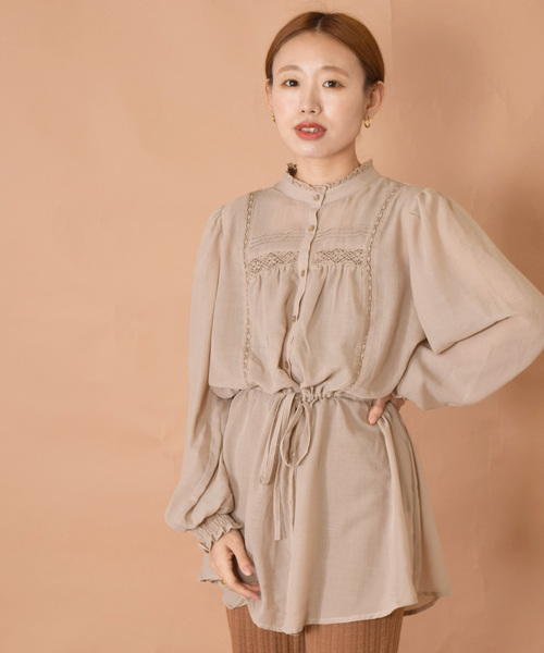 w closet（ダブルクローゼット）の「ポリボイルレースブラウス（シャツ/ブラウス・レディース・オフホワイト/ベージュ/テラコッタ・FREE）」の22枚目の写真