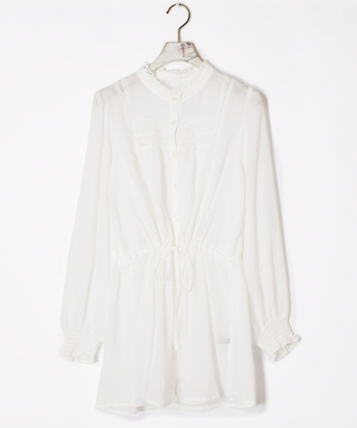 w closet（ダブルクローゼット）の「ポリボイルレースブラウス（シャツ/ブラウス・レディース・オフホワイト/ベージュ/テラコッタ・FREE）」の21枚目の写真