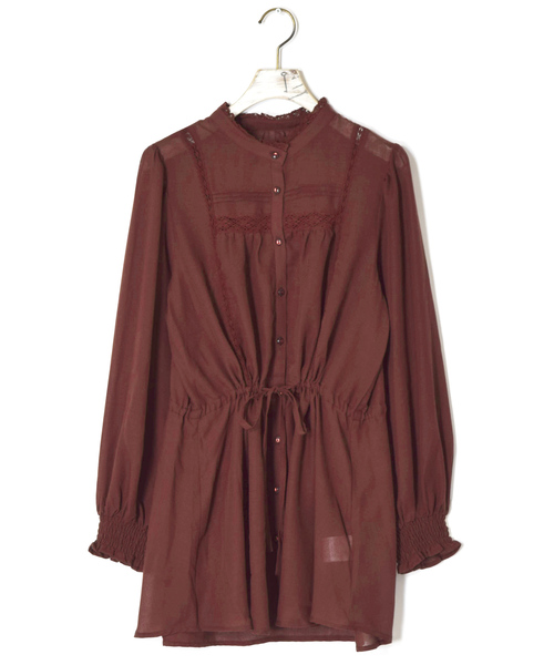 w closet（ダブルクローゼット）の「ポリボイルレースブラウス（シャツ/ブラウス・レディース・オフホワイト/ベージュ/テラコッタ・FREE）」の11枚目の写真