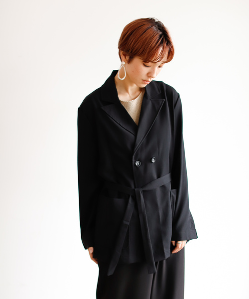 Birthday room(バースデイルーム)の「セットアップ長袖紐付きテーラードジャケット(テーラードジャケット)」|ブラック
