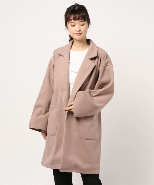 VENCEEXCHANGE（ヴァンスエクスチェンジ）の「【WEB限定サイズ】ビックシルエットミドルコート（チェスターコート・レディース・ブラック/ブラック系その他/ライトブラウン/ホワイト/ベージュ・MEDIUM/LARGE）」の5枚目の写真