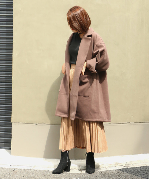 VENCEEXCHANGE（ヴァンスエクスチェンジ）の「【WEB限定サイズ】ビックシルエットミドルコート（チェスターコート・レディース・ブラック/ブラック系その他/ライトブラウン/ホワイト/ベージュ・MEDIUM/LARGE）」の13枚目の写真