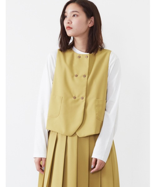 POU DOU DOU（プードゥドゥ）の「E/Rダブルボタンベスト（ベスト・レディース・ブラック/イエロー/スミクロ・3）」の16枚目の写真