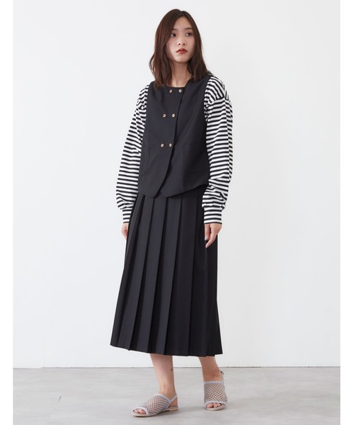 POU DOU DOU（プードゥドゥ）の「E/Rダブルボタンベスト（ベスト・レディース・ブラック/イエロー/スミクロ・3）」の18枚目の写真