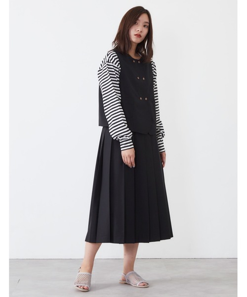 POU DOU DOU（プードゥドゥ）の「E/Rダブルボタンベスト（ベスト・レディース・ブラック/イエロー/スミクロ・3）」の19枚目の写真