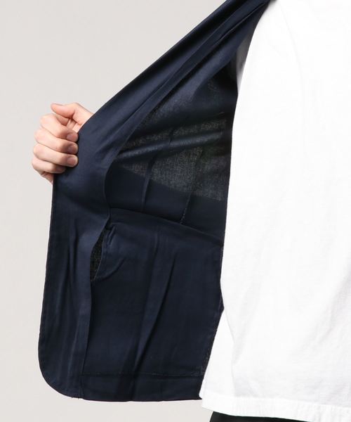 Starting Over(スターティングオーバー)の「綿麻ストレッチ テーラードジャケット/サマージャケット 7分袖 セットアップ対応(テーラードジャケット・メンズ・ベージュ/カーキ/ネイビー/キナリ/ブラック・XL/L/M)」の6枚目の写真
