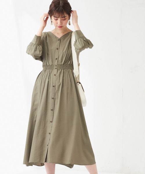 natural couture(ナチュラルクチュール)の「ギャザースリーブ2WAYワンピース(ワンピース・レディース・カーキ/サックスブルー/その他2/ライトベージュ/ブラック/その他1・FREE)」の3枚目の写真