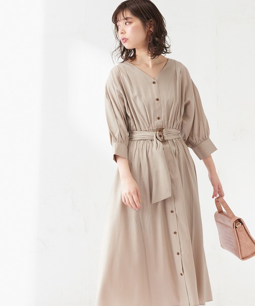 natural couture(ナチュラルクチュール)の「ギャザースリーブ2WAYワンピース(ワンピース・レディース・カーキ/サックスブルー/その他2/ライトベージュ/ブラック/その他1・FREE)」の19枚目の写真