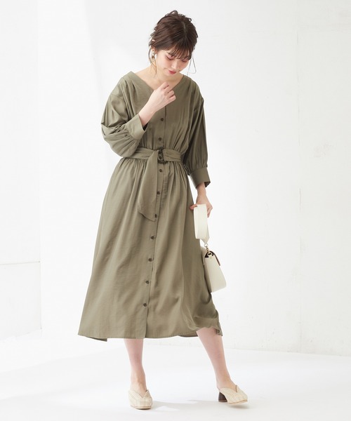 natural couture(ナチュラルクチュール)の「ギャザースリーブ2WAYワンピース(ワンピース・レディース・カーキ/サックスブルー/その他2/ライトベージュ/ブラック/その他1・FREE)」の7枚目の写真