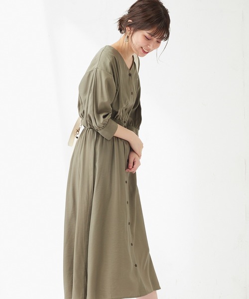 natural couture(ナチュラルクチュール)の「ギャザースリーブ2WAYワンピース(ワンピース・レディース・カーキ/サックスブルー/その他2/ライトベージュ/ブラック/その他1・FREE)」の10枚目の写真