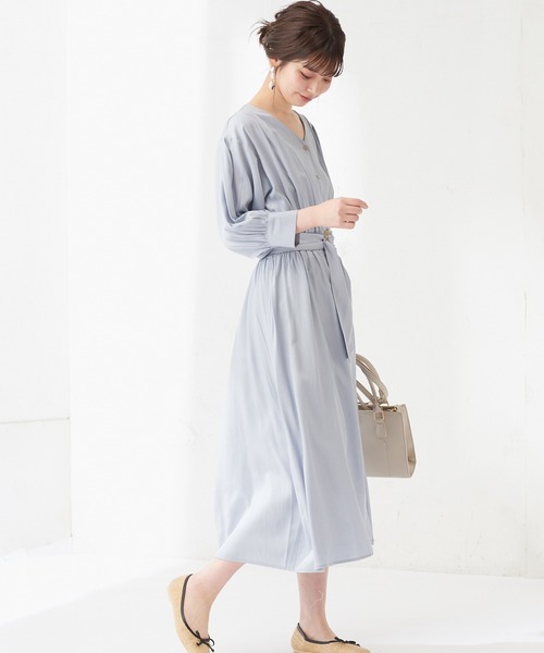 natural couture(ナチュラルクチュール)の「ギャザースリーブ2WAYワンピース(ワンピース・レディース・カーキ/サックスブルー/その他2/ライトベージュ/ブラック/その他1・FREE)」の14枚目の写真