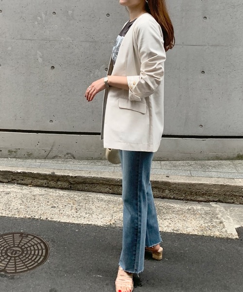 KOBE LETTUCE（コウベレタス）の「リネンブレンドノーカラーサマージャケット（ノーカラージャケット・レディース・ブラウン/ミント/ナチュラル・FREE）」の19枚目の写真