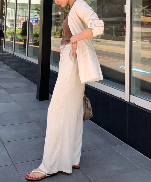 KOBE LETTUCE（コウベレタス）の「リネンブレンドノーカラーサマージャケット（ノーカラージャケット・レディース・ブラウン/ミント/ナチュラル・FREE）」の15枚目の写真