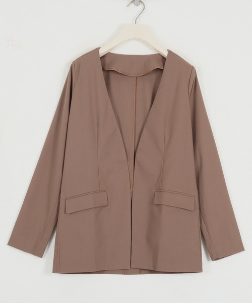 KOBE LETTUCE（コウベレタス）の「リネンブレンドノーカラーサマージャケット（ノーカラージャケット・レディース・ブラウン/ミント/ナチュラル・FREE）」の10枚目の写真