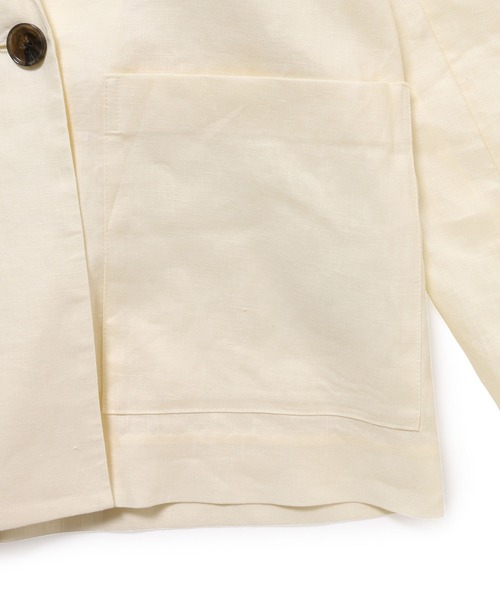 ADAM ET ROPE'（アダムエロペ）の「LINEN　ルーズジャケット（テーラードジャケット・レディース・ホワイト系その他/イエロー系その他・FREE）」の4枚目の写真