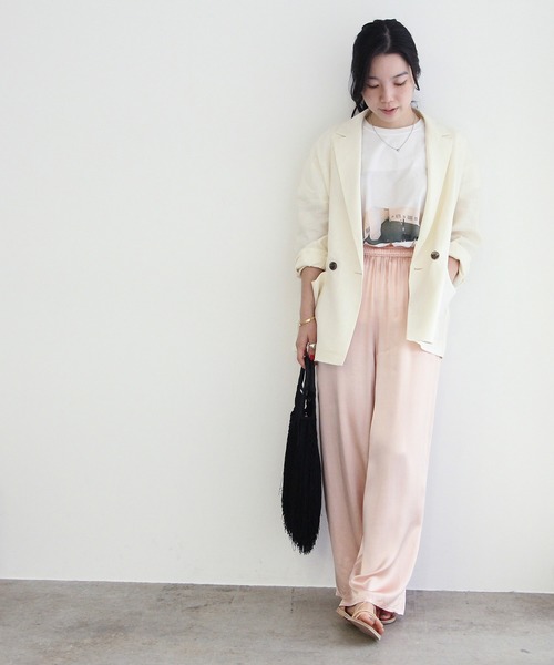 ADAM ET ROPE'（アダムエロペ）の「LINEN　ルーズジャケット（テーラードジャケット・レディース・ホワイト系その他/イエロー系その他・FREE）」の11枚目の写真