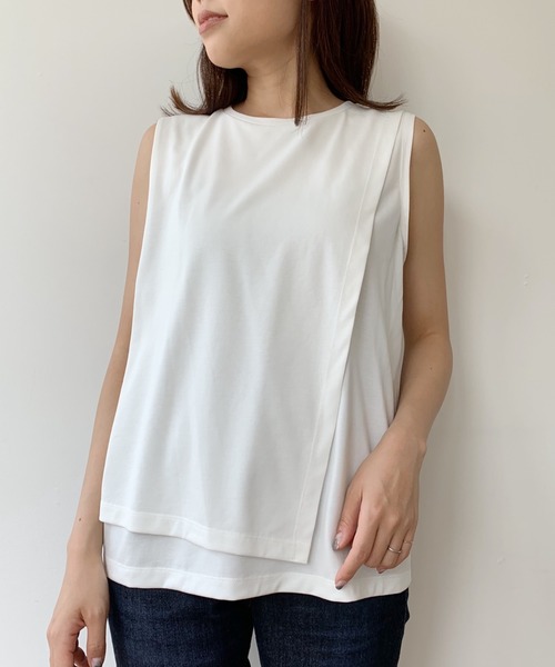 LOUNGEDRESS（ラウンジドレス）の「アシンメトリータンク（タンクトップ・レディース・ホワイト/ダークグレー・FREE）」の2枚目の写真