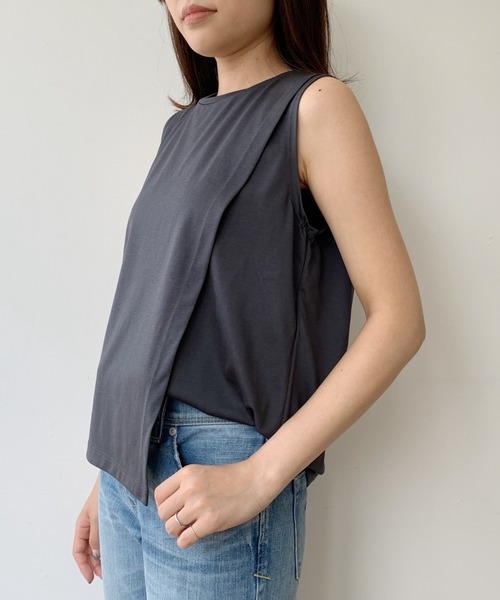 LOUNGEDRESS（ラウンジドレス）の「アシンメトリータンク（タンクトップ・レディース・ホワイト/ダークグレー・FREE）」の9枚目の写真