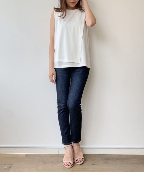 LOUNGEDRESS（ラウンジドレス）の「アシンメトリータンク（タンクトップ・レディース・ホワイト/ダークグレー・FREE）」の6枚目の写真