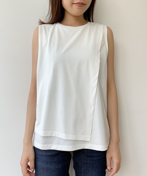 LOUNGEDRESS（ラウンジドレス）の「アシンメトリータンク（タンクトップ・レディース・ホワイト/ダークグレー・FREE）」の4枚目の写真