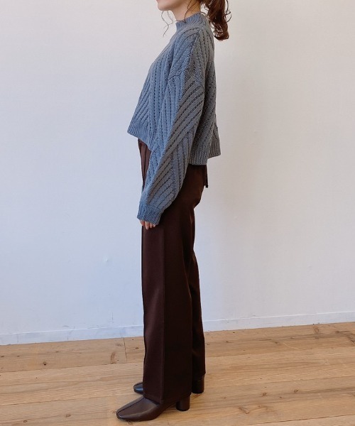 VANNIE U（ヴァニーユー）の「ハイネックぽこぽこショートニット（ニット/セーター・レディース・ブラウン/オリーブ/ブルー/ナチュラル・FREE）」の21枚目の写真